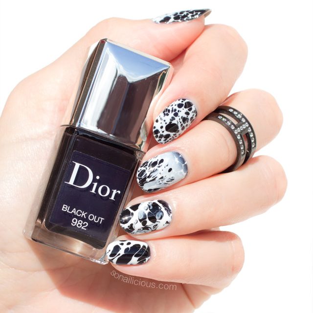 black and white nails, marble nails