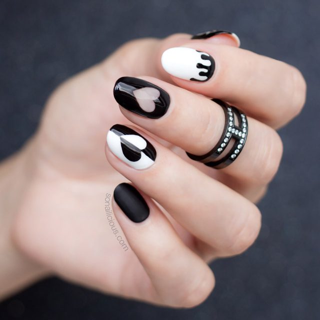 black valentine's day nails
