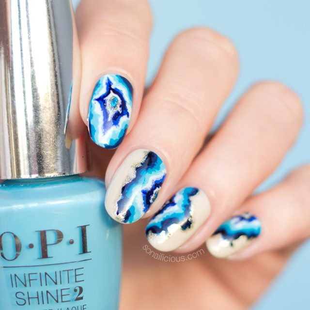 blue geode nails, OPI Infinite Shine To Infinity and Blue-yond