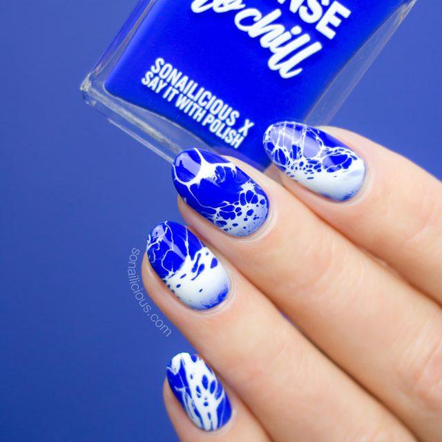 bright blue nail polish, license to chill